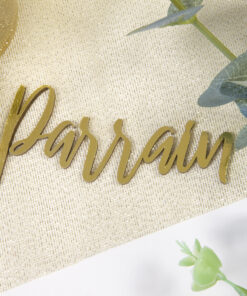 décoration de table parrain bois doré