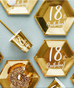 deco anniversaire 18 ans assiette carton or