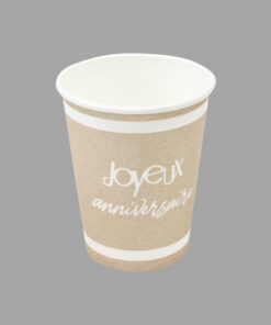 Alternative view of Gobelet "Joyeux anniversaire" - Kraft/Blanc - Lot de 6