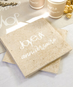 serviette joyeux anniversaire kraft et blanc