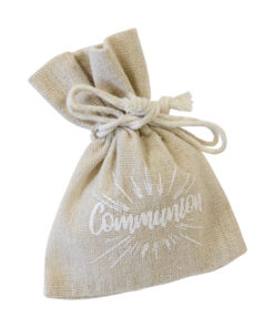 sac a dragées communion blanc lin