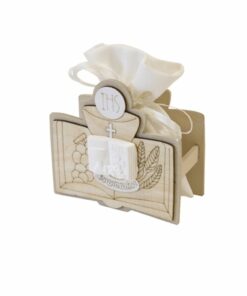 Sachet communion dans décor en bois
