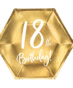 deco anniversaire 18 ans assiette carton or