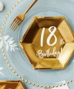 deco anniversaire 18 ans assiette carton or