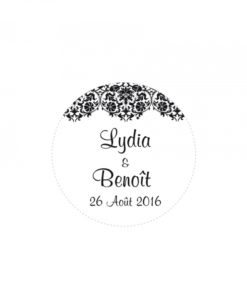 etiquette a dragees arabesque transparent noir