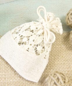 sac dragees dentelle et lin dragees champetre sac