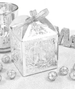 Boite a dragees cage à oiseau argenté