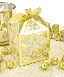 Boite a dragees cage à oiseau Or