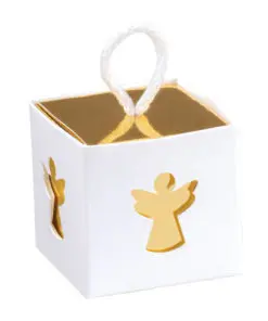 Contenant Dragées Communion Cube ange Or