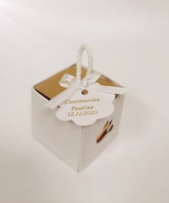 Boite a Dragees communion or et blanc