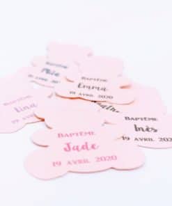 Etiquette a dragees ourson rose personalisées