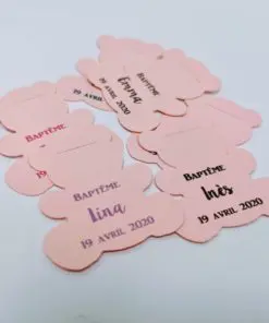 Etiquette a dragees ourson personalisées