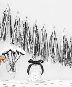 Guirlande pompons frange tassel argenté