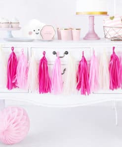 Guirlande tassel pompon rose