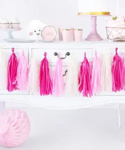 Guirlande tassel pompon rose