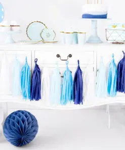 guirlande pompon tassel bleu