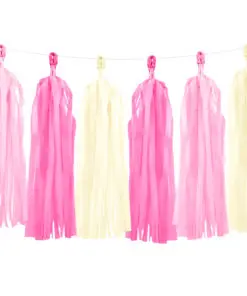 Guirlande tassel pompon rose
