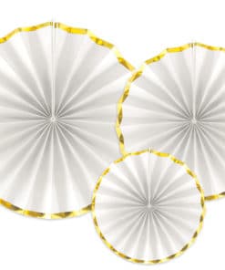 Rosace deco mural blanc et or