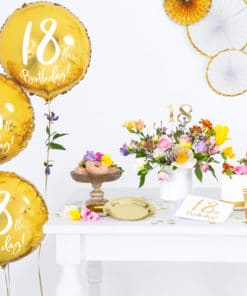 decoration anniversaire blanc et or 18 ans