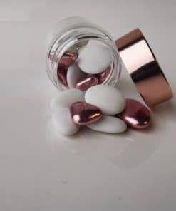Pot dragees verre bouchon rose gold