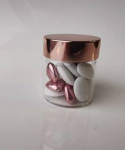 Pot en verre dragees rose gold