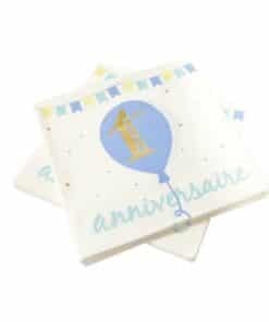 serviettes 1er anniversaire bleu