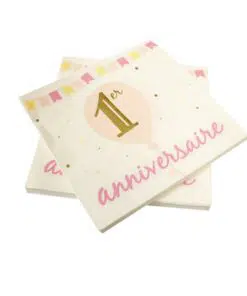 serviettes 1er anniversaire rose
