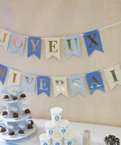 Guirlande anniversaire garcon bleu et or