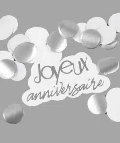 confettis joyeux anniversaire Argenté