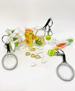 Dragées et porte clés raquette