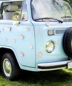 DECO VOITURE FLEUR ROSE