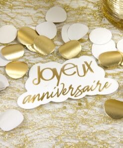 confettis or joyeux anniversaire or doré