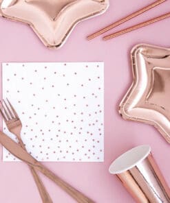 serviettes blanc à pois rose gold