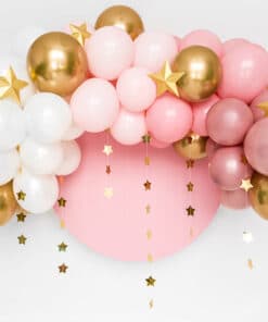 decoration bapteme blanc rose et doré