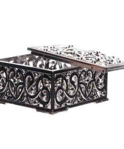 Boite a dragées carre arabesque argente