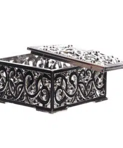 Boite a dragées carre arabesque argente