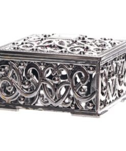 Boite a dragées carre arabesque argente