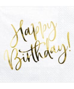 Alternative view of Serviettes "Happy Birthday" - Or - Lot de 20