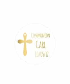 stickers blanc -or communion croix