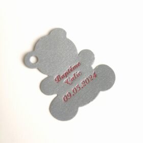 Etiquette dragées ourson gris