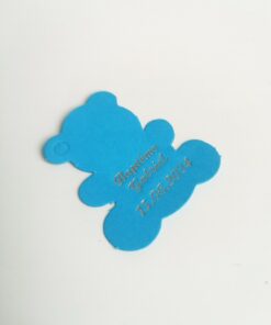 Etiquette dragées ourson turquoise