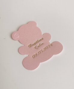 Etiquette dragées ourson rose