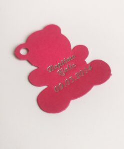 Etiquette dragées ourson fuchsia