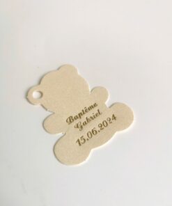 Etiquette dragées ourson ivoire