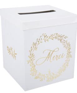 Urne merci couronne blanc et or