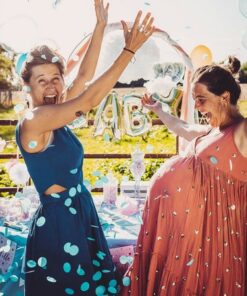 Alternative view of Ballon géant noir "Fille ou Garçon" - Confettis Bleus