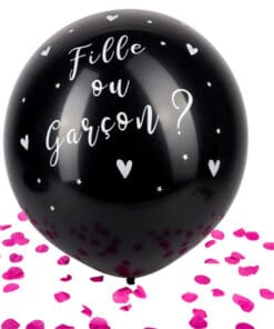 ballon géant noir fille ou garçon confettis roses