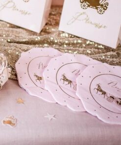 79556 Serviettes princesse Rose et Or 3 plis