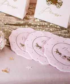 79556 Serviettes princesse Rose et Or 3 plis