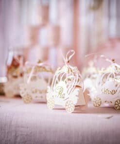 Contenants carrosse Rose et paillettes Or 79692